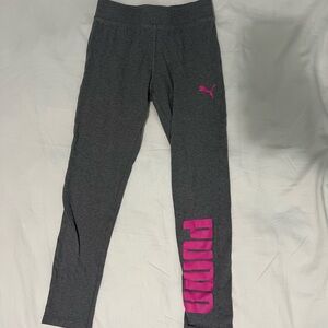 Puma Kids Charcoal Leggings with Magenta Accents